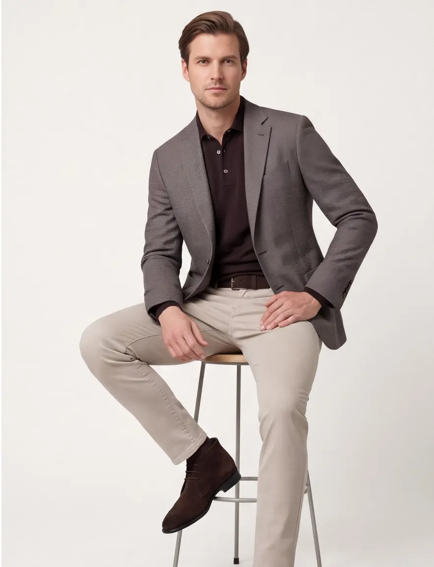 Dressler colbert bruin gemêleerd wol normale fit