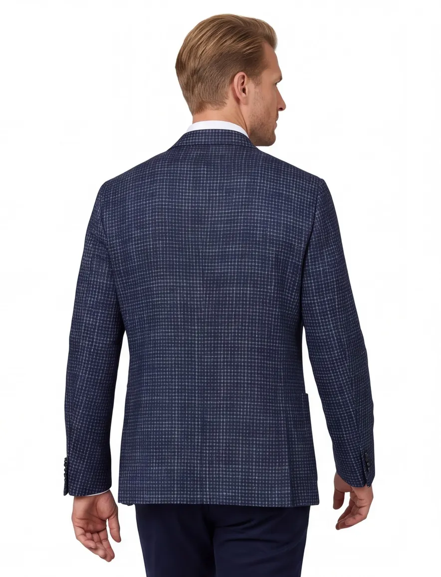 Dressler colbert donkerblauw gemêleerd wol normale fit