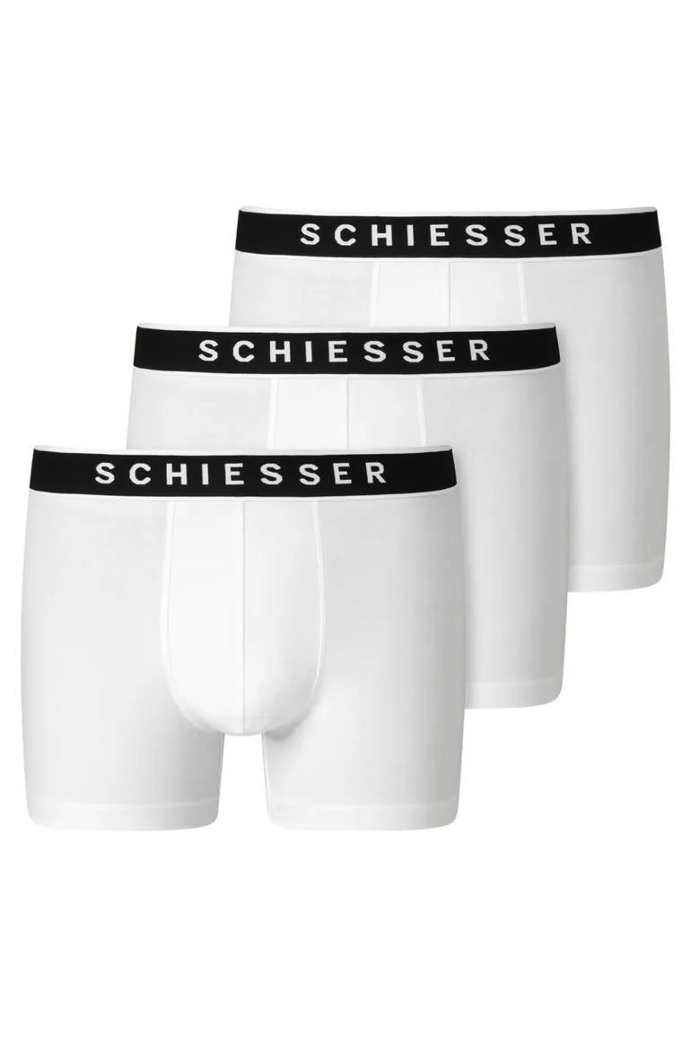 Schiesser boxershorts 95/5 wit 3-pack katoen