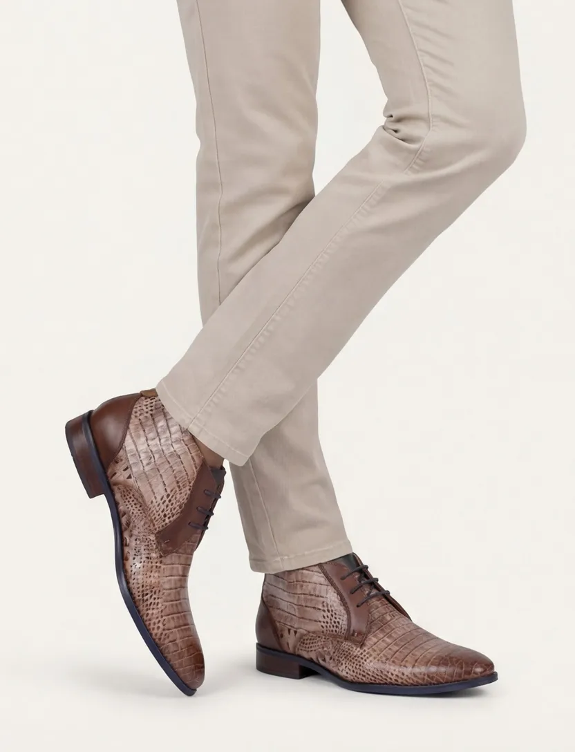 Bruine nette veterschoen Giorgio print