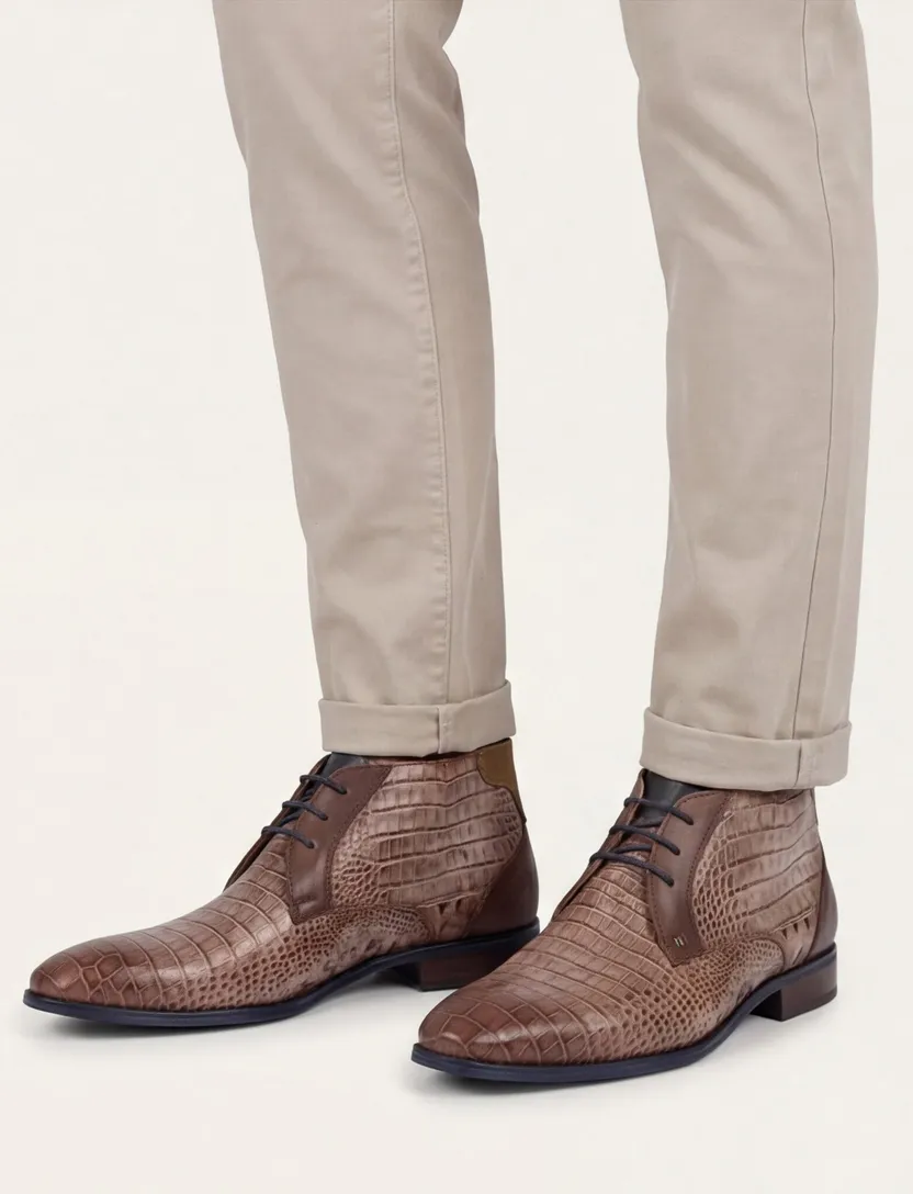 Bruine nette veterschoen Giorgio print