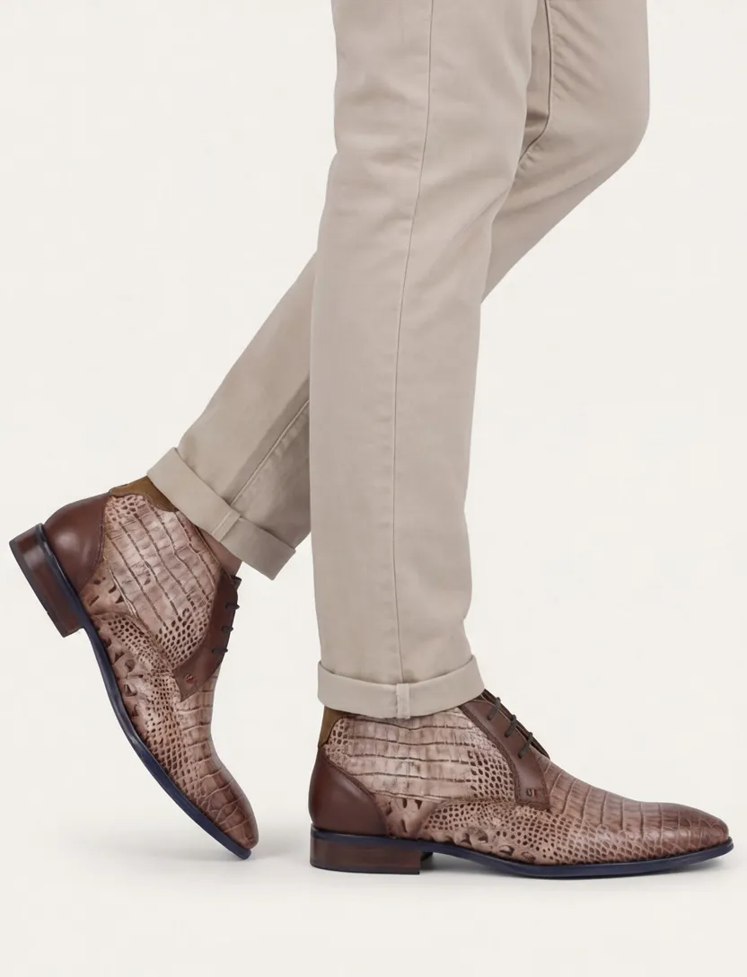 Bruine nette veterschoen Giorgio print