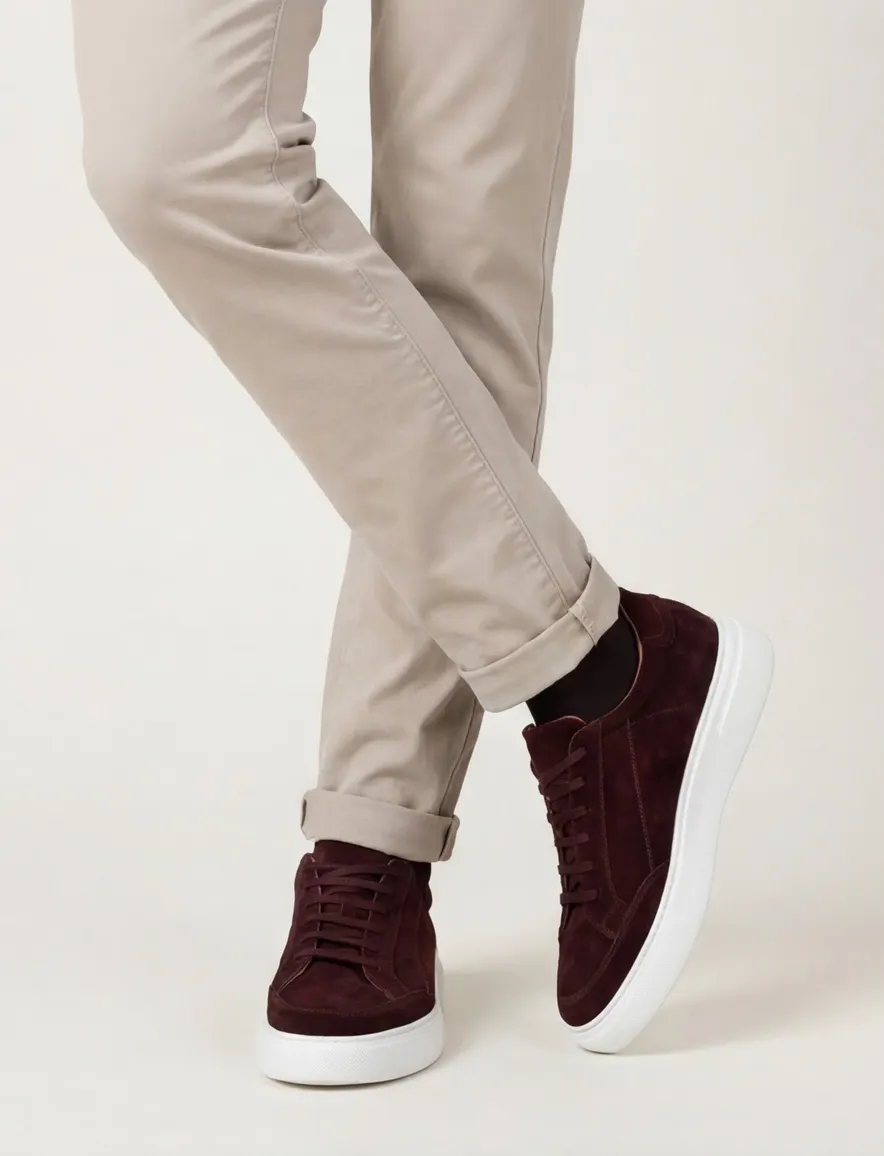 Giorgrio sneakers donkerbruin effen leer