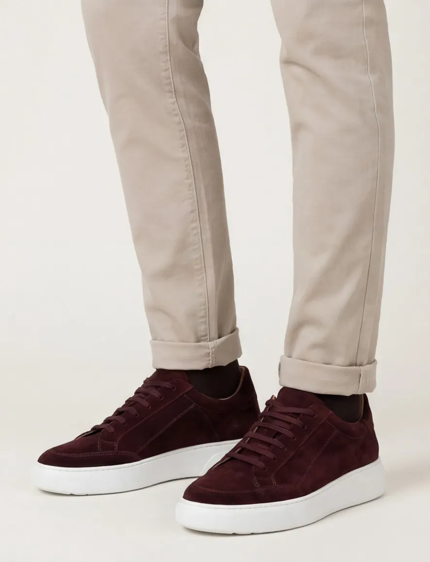 Giorgrio sneakers donkerbruin effen leer