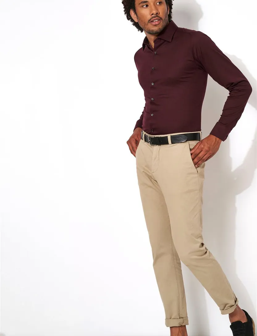 Overhemd Desoto bordeaux slim fit piqué