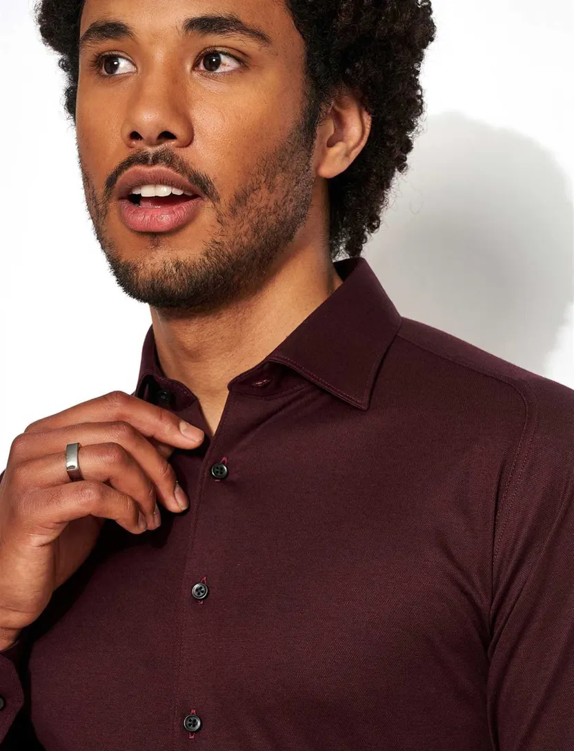 Overhemd Desoto bordeaux slim fit piqué