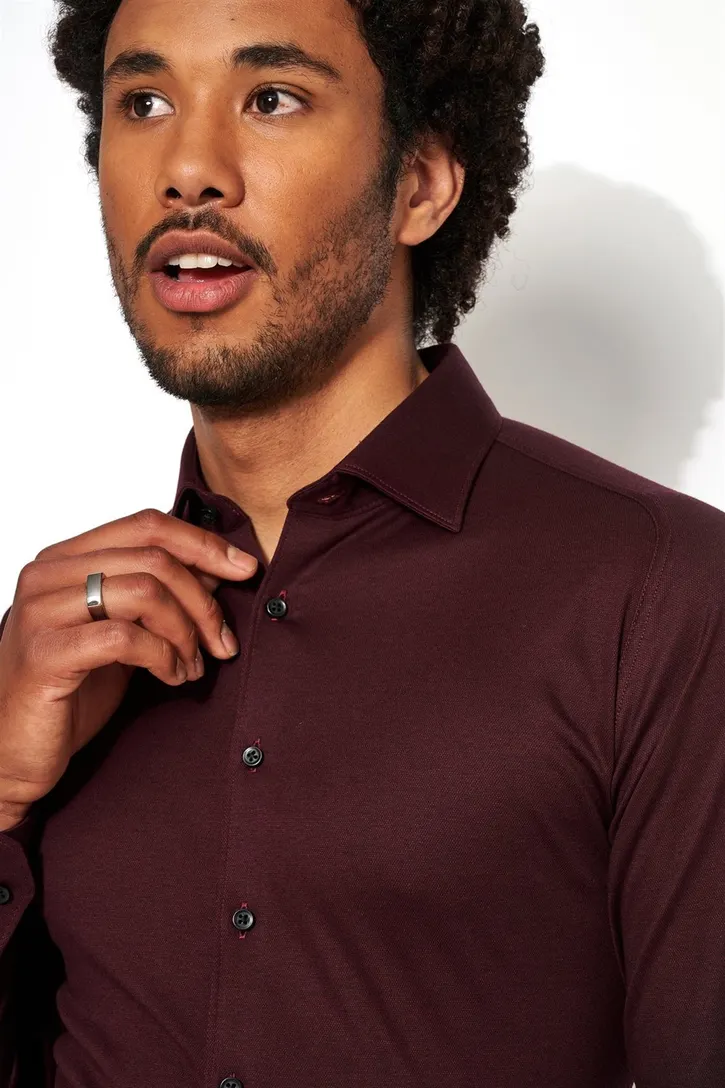 Overhemd Desoto bordeaux slim fit piqué