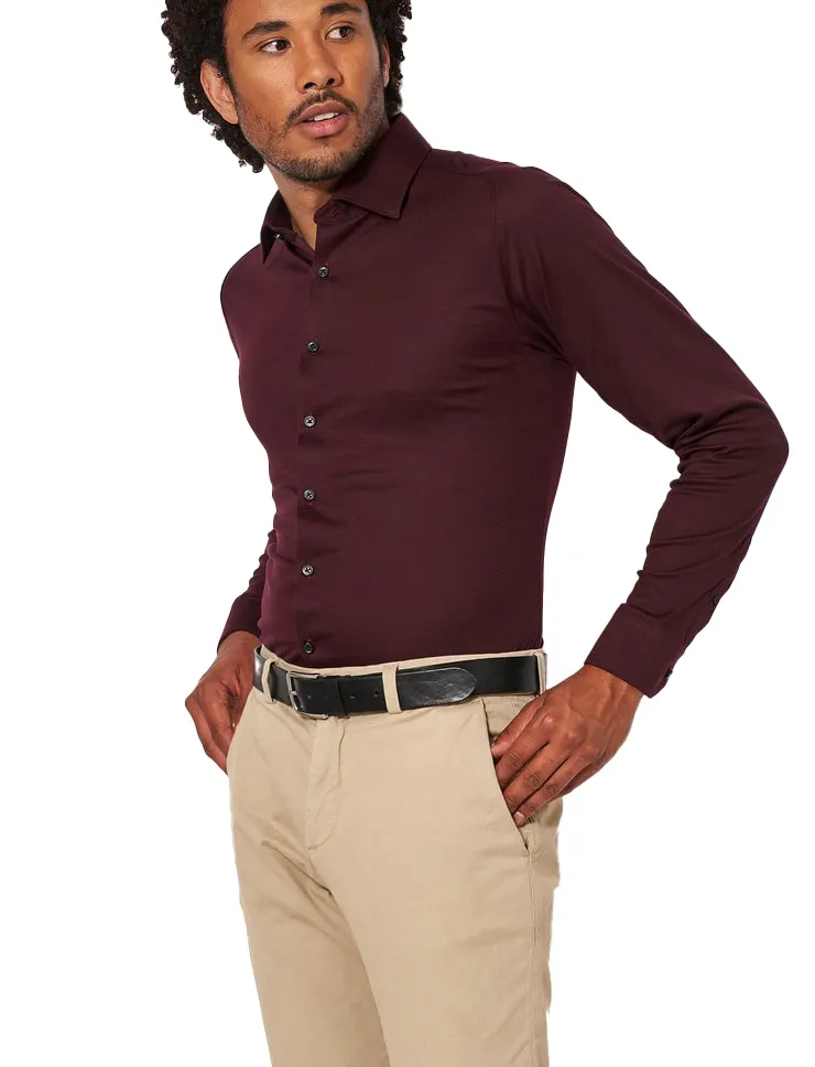 Overhemd Desoto bordeaux slim fit piqué