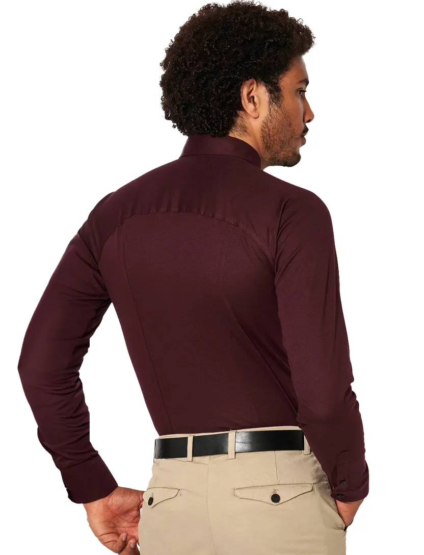 Overhemd Desoto bordeaux slim fit piqué