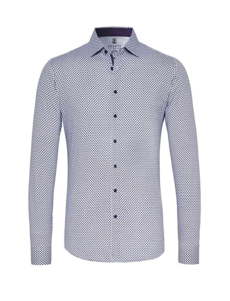Overhemd Desoto Kent print blauw