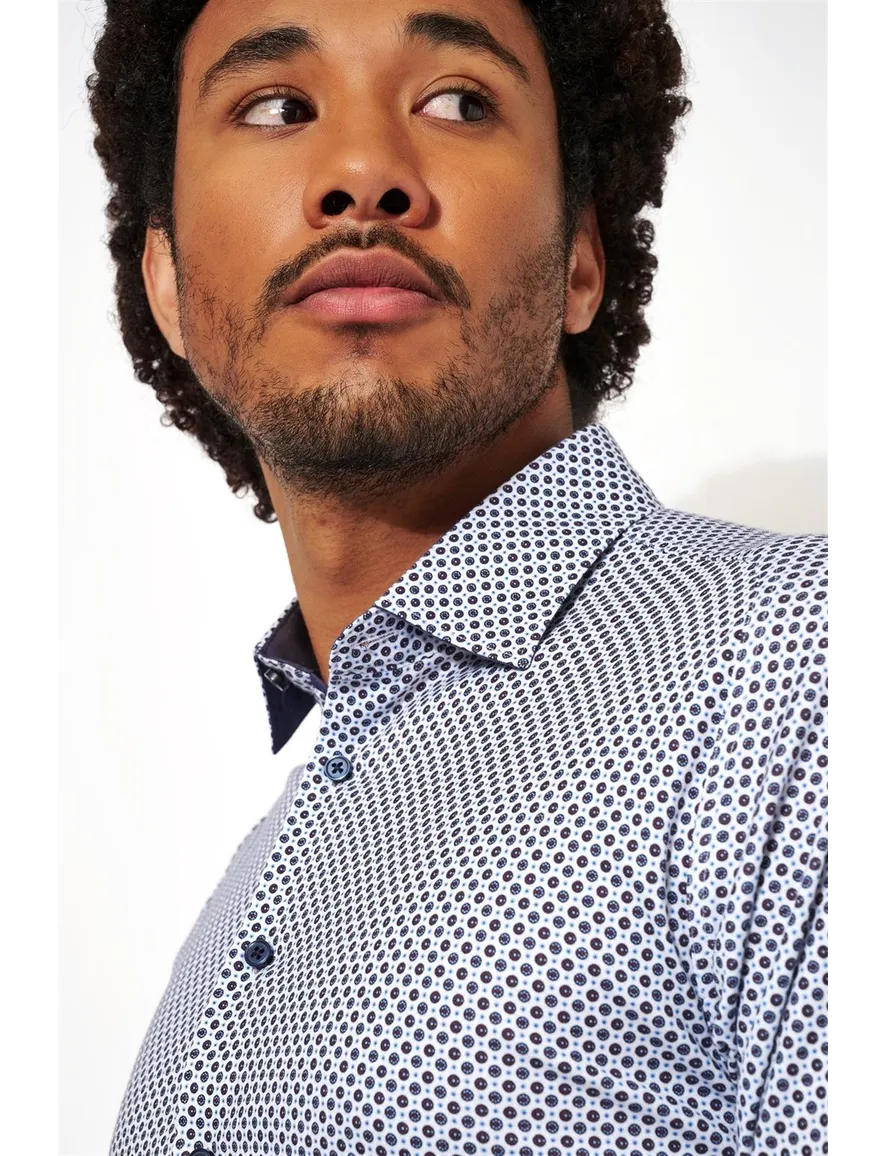 Overhemd Desoto Kent print blauw