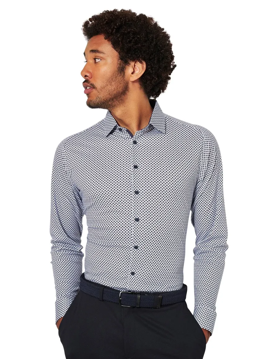 Overhemd Desoto Kent print blauw