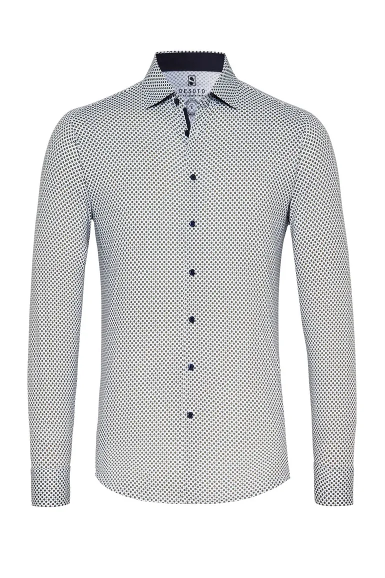 Kent overhemd Desoto met print blauw