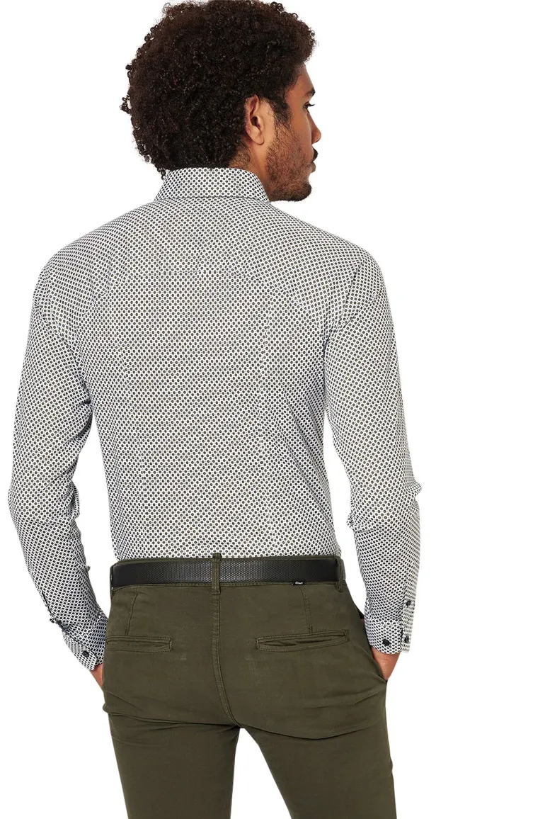 Kent overhemd Desoto met print blauw
