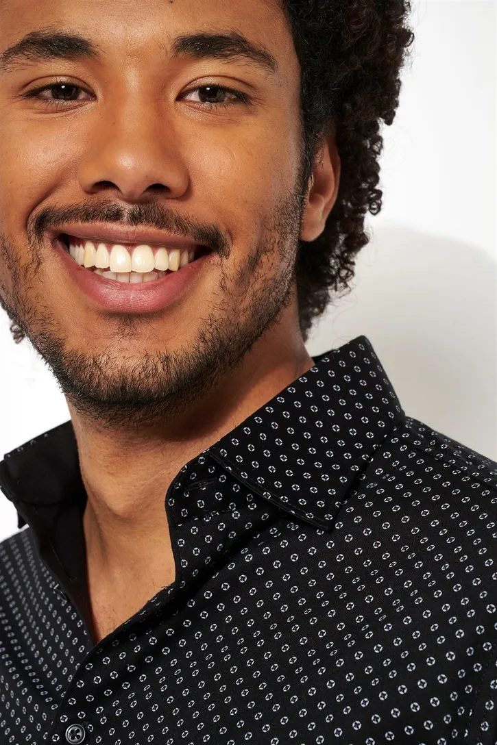 Overhemd Desoto zwarte print Kent
