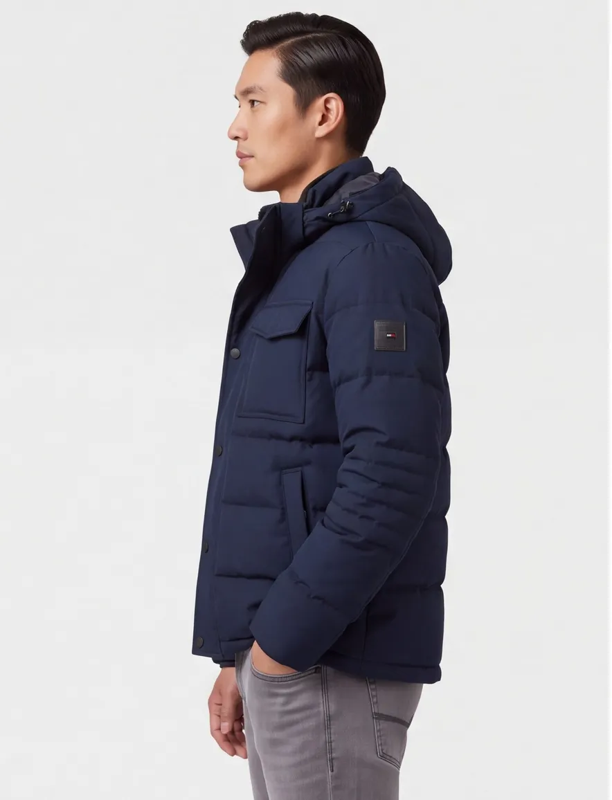Tommy Hilfiger Big & Tall gewatteerde jas donkerblauw