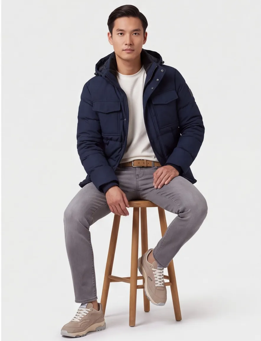 Tommy Hilfiger Big & Tall gewatteerde jas donkerblauw