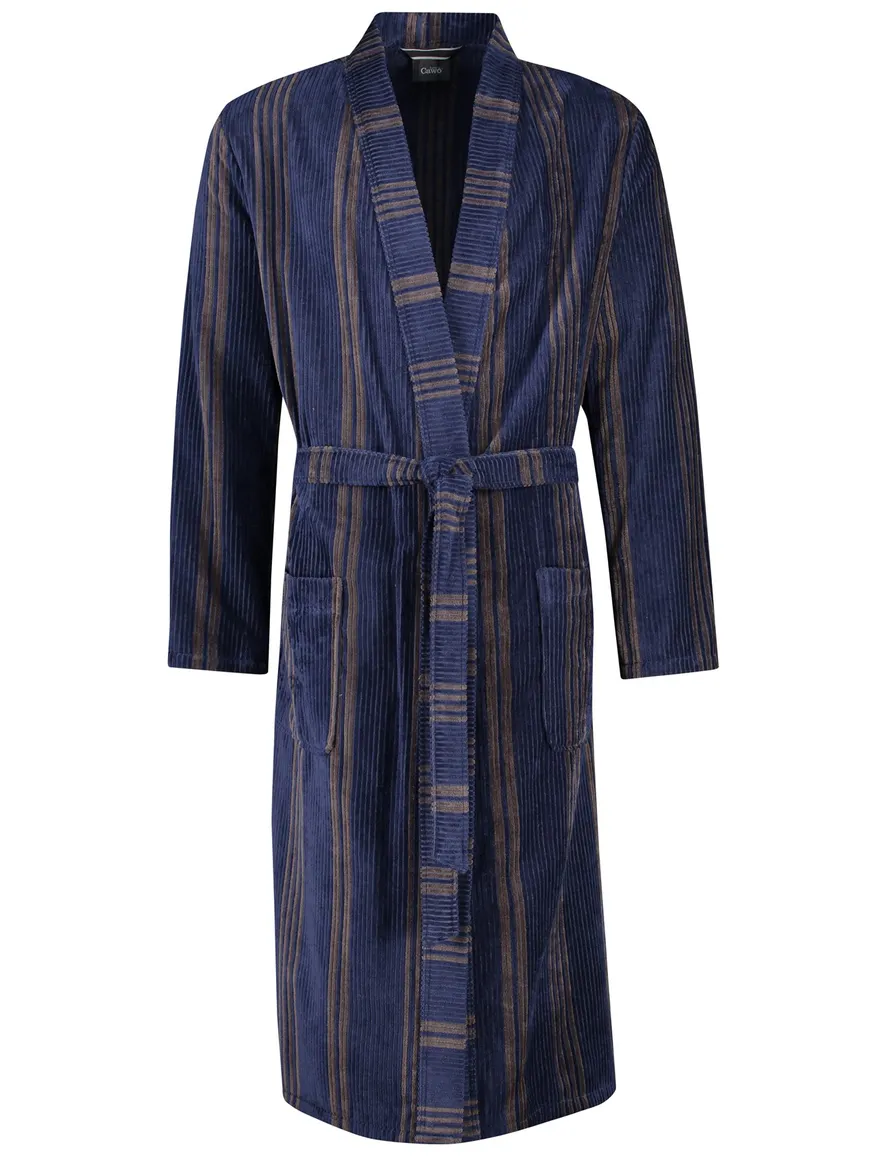 Cawö badjas blauw beige gestreept