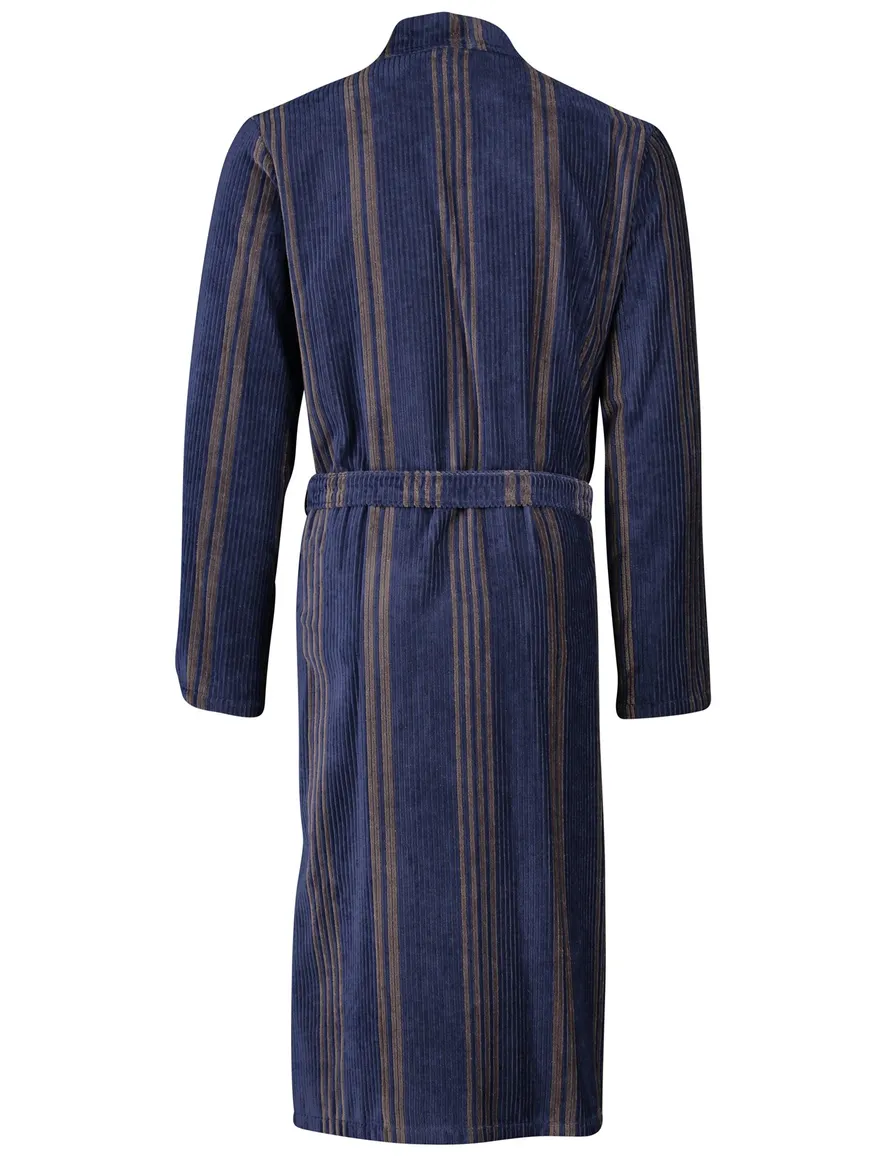 Cawö badjas blauw beige gestreept