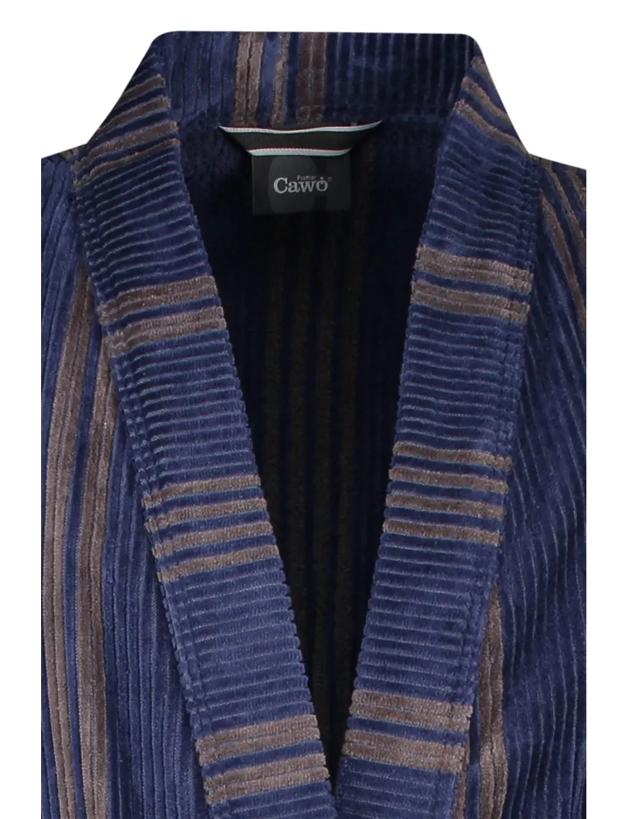 Cawö badjas blauw beige gestreept
