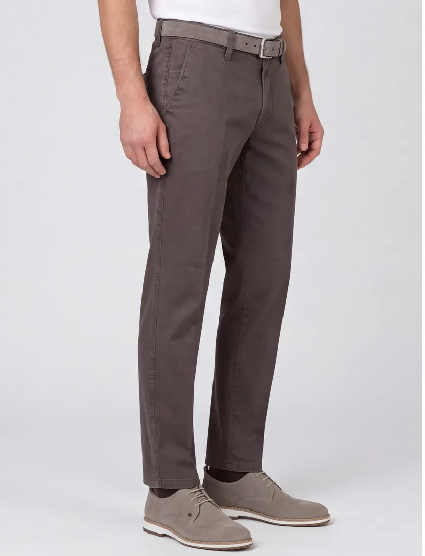 M.E.N.S. broek donkerbruin effen Meran