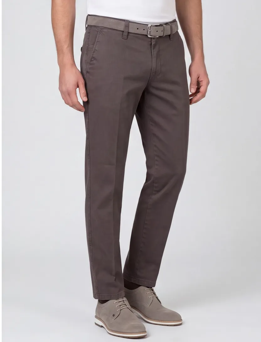 M.E.N.S. broek donkerbruin effen Meran