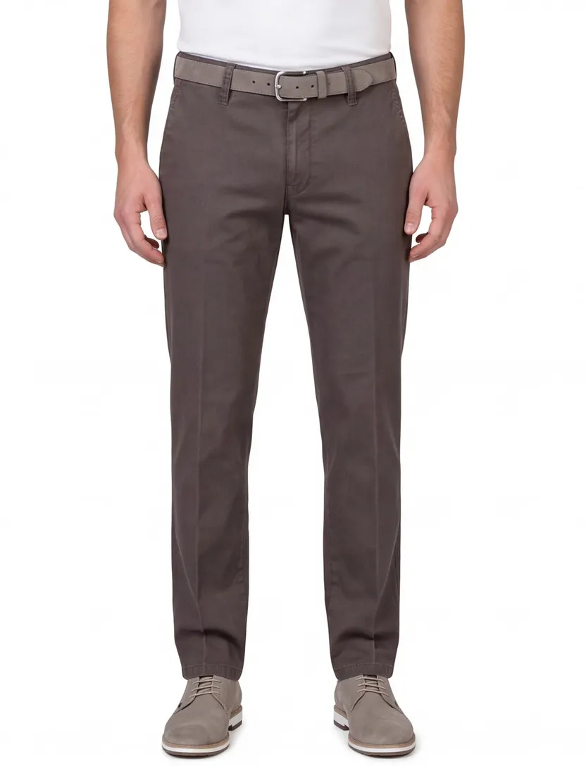 M.E.N.S. broek donkerbruin effen Meran