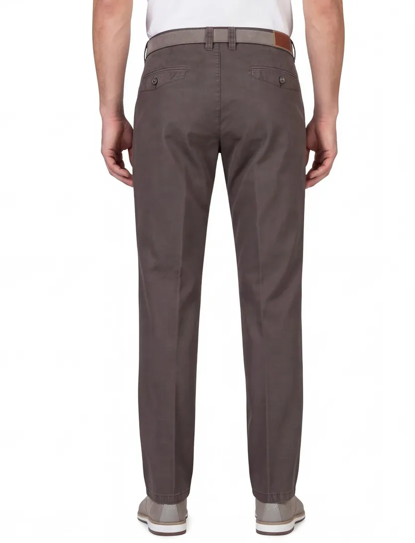 M.E.N.S. broek donkerbruin effen Meran