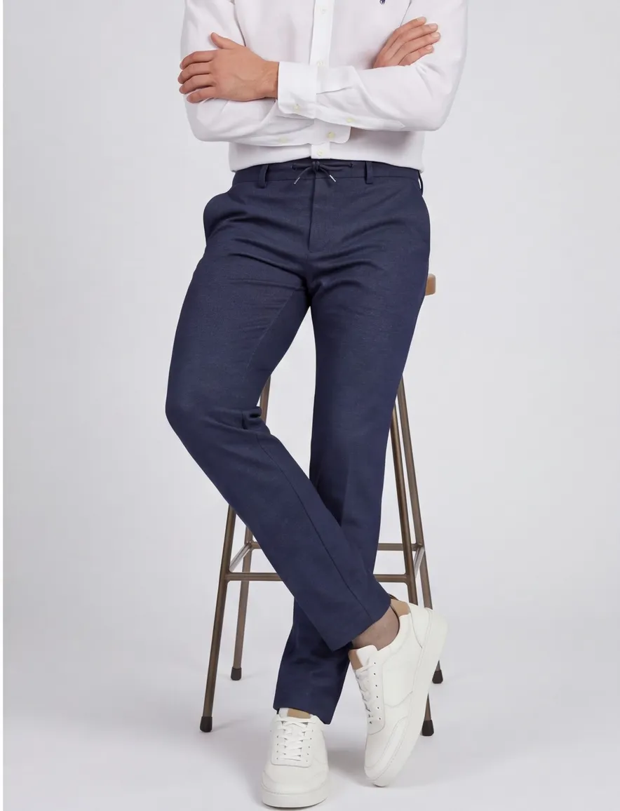 Blue Industry pantalon mix & match donkerblauw effen wol slim fit