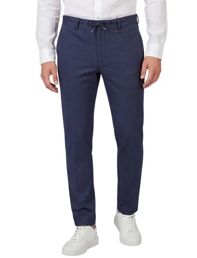 Blue Industry Blue Industry pantalon mix & match donkerblauw effen wol slim fit gemeleerd