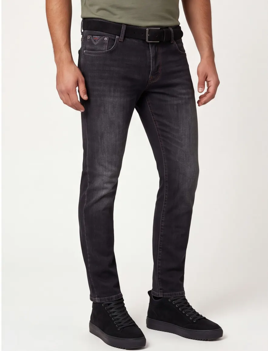 Broek NZA antraciet 5-pocket modern fit Nalson