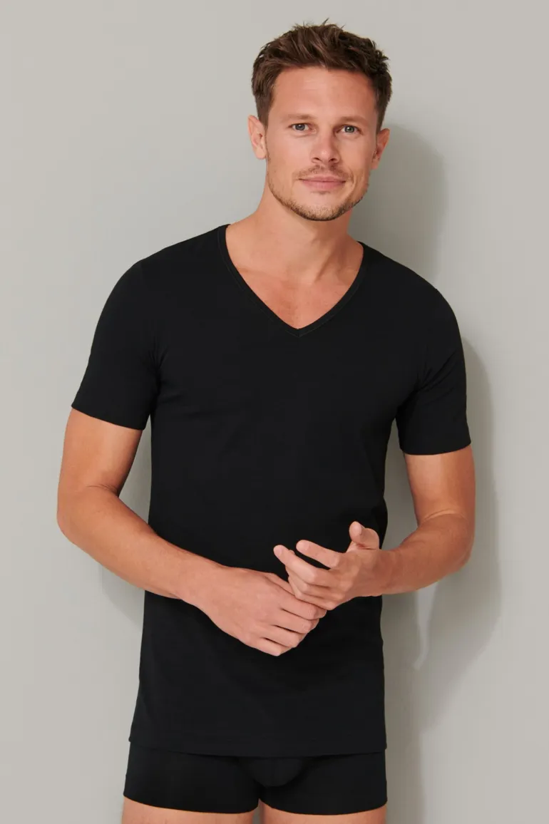 t-shirt Schiesser Schiesser 95/5 effen zwart