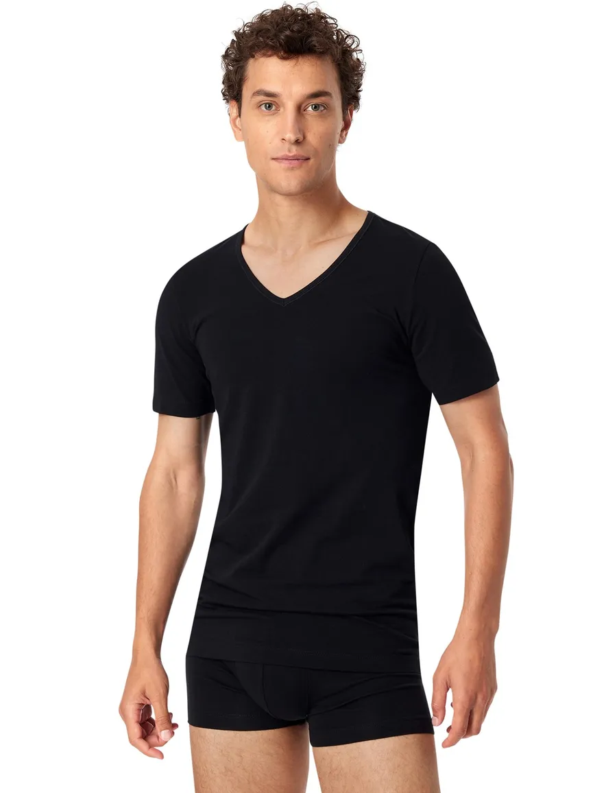 t-shirt Schiesser Schiesser 95/5 effen zwart