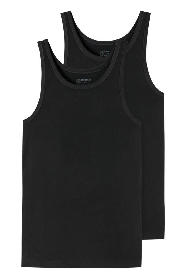 Schiesser singlets 95/5 zwart 2-pack