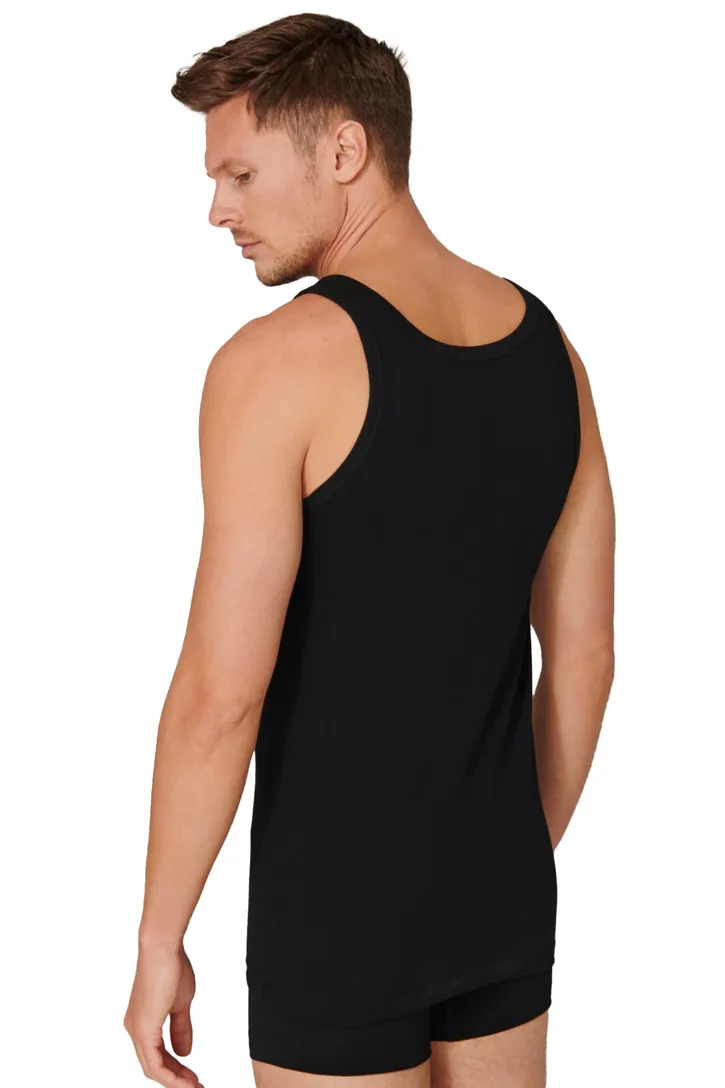 Schiesser singlets 95/5 zwart 2-pack
