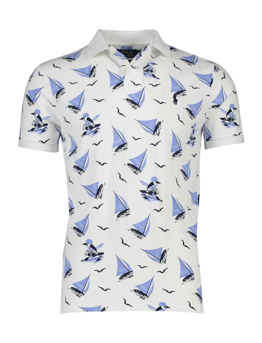 Polo Ralph Lauren blauw wit geprint Custom Slim Fit
