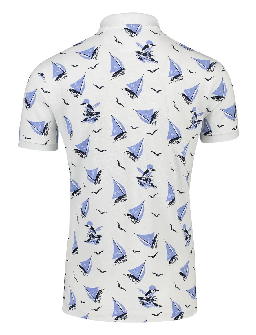 Polo Ralph Lauren blauw wit geprint Custom Slim Fit