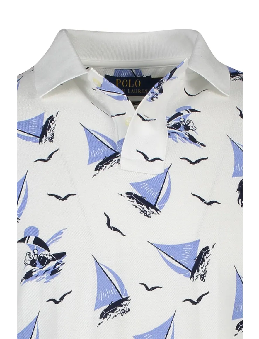 Polo Ralph Lauren blauw wit geprint Custom Slim Fit