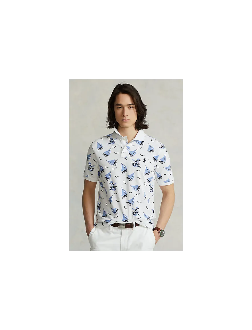 Polo Ralph Lauren blauw wit geprint Custom Slim Fit