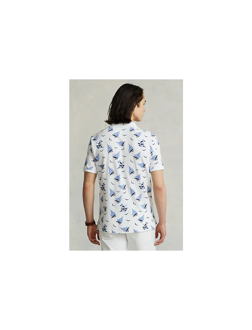 Polo Ralph Lauren blauw wit geprint Custom Slim Fit