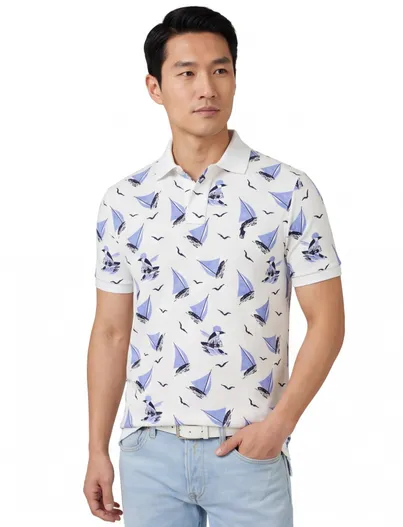 Polo Ralph Lauren Polo Ralph Lauren blauw wit geprint Custom Slim Fit