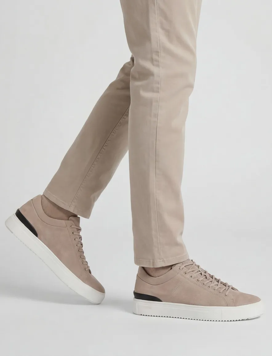 sneakers Blackstone effen leer beige