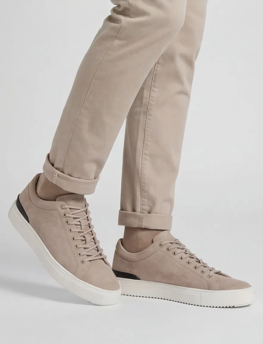 sneakers Blackstone effen leer beige