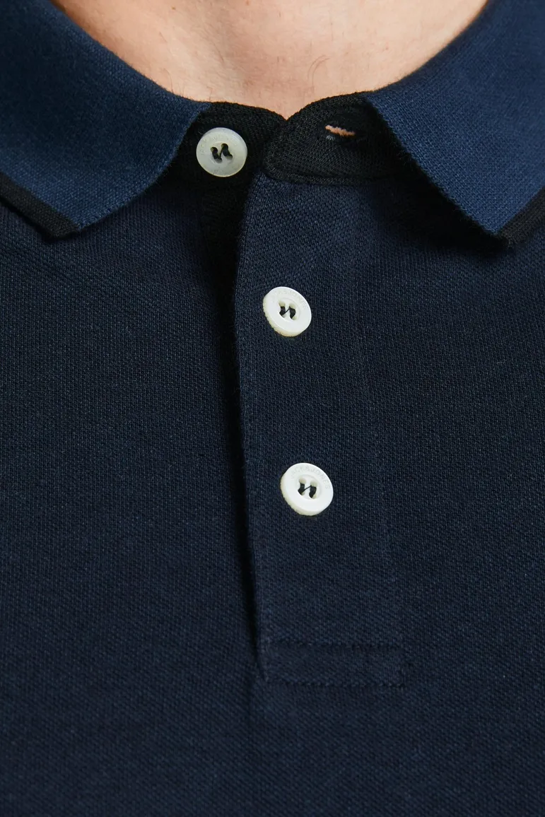Poloshirt navy Jack & Jones Plus Size 3 knoops