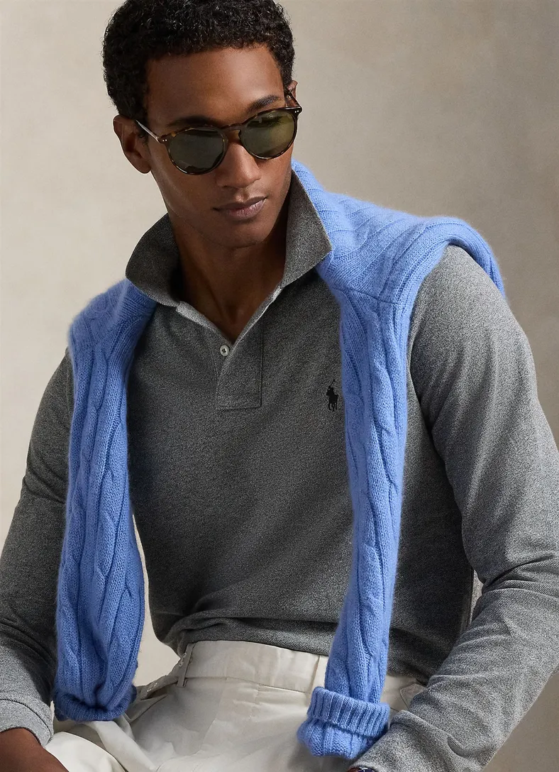 Katoenen Polo Ralph Lauren trui grijs effen