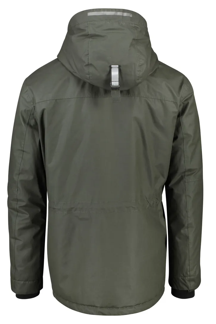 Camel Active winterjas groen effen rits + knoop wijde fit afneembare capuchon