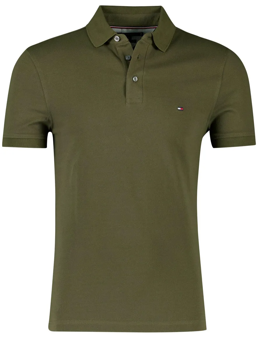 Polo Tommy Hilfiger donkergroen slim fit