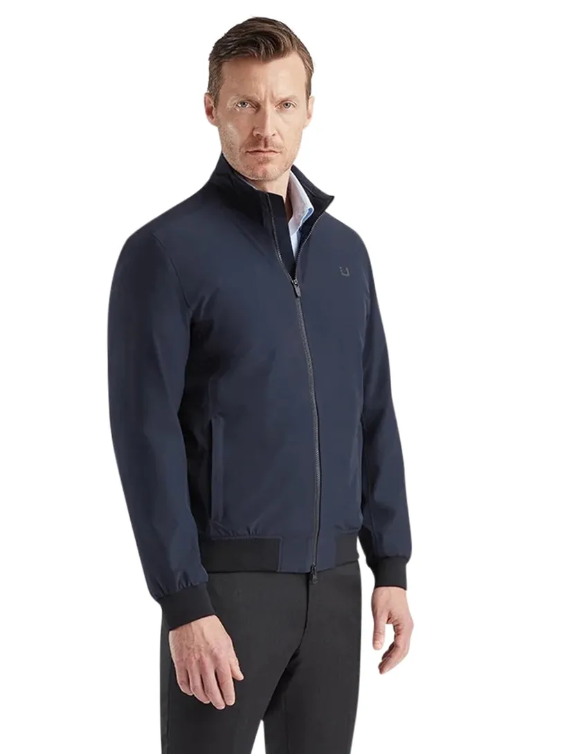 UBR zomerjas donkerblauw normale fit effen rits