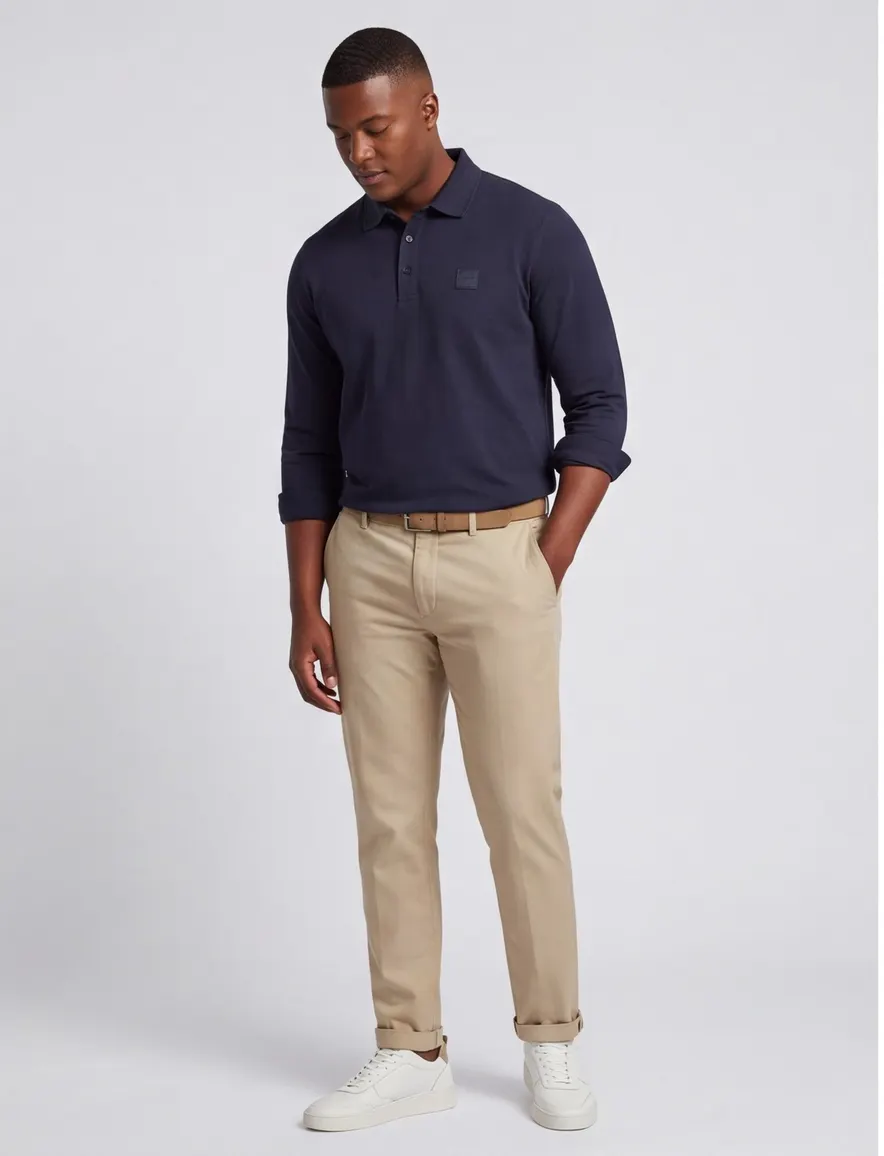 BOSS poloshirt v-hals piqué donkerblauw