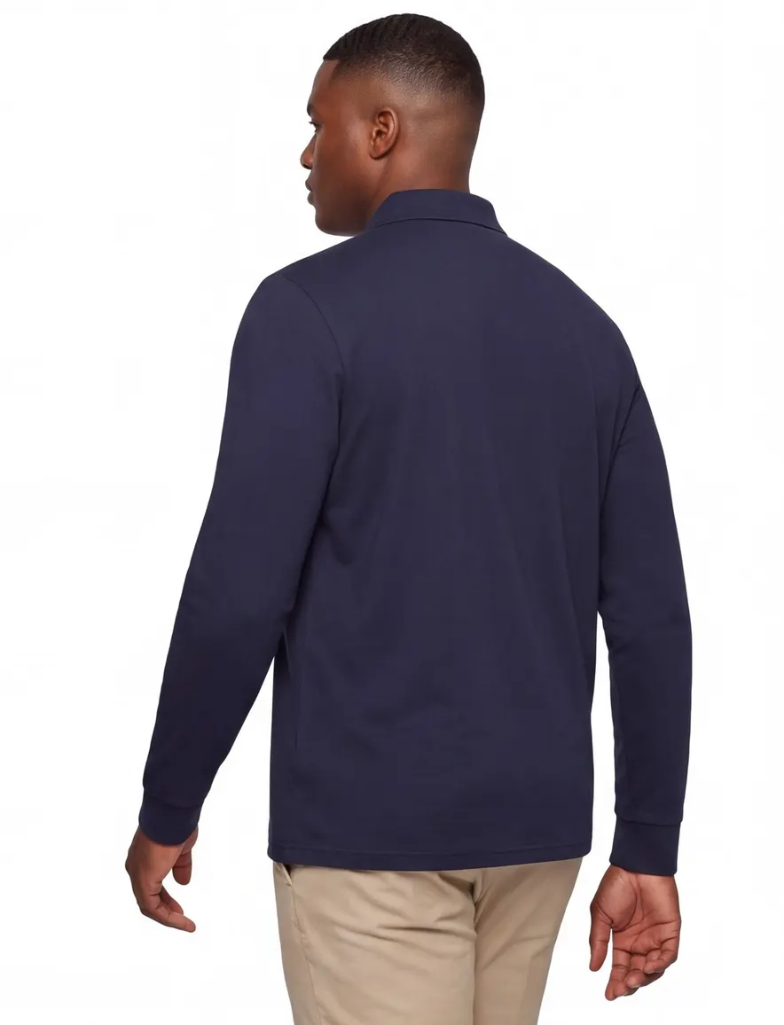 BOSS poloshirt v-hals piqué donkerblauw